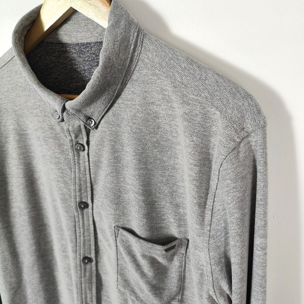 Vuori Ace Button Down Shirt Mens M Gray Long Sleeve Performance Stretch V185 - Picture 2 of 8